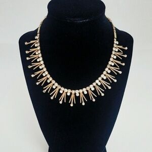 VTG Sarah Coventry Modernist “Star Shower” Gold Crystal Spiked Runway Necklace